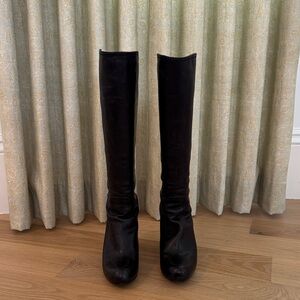 Frye Miranda Black Knee-High, Back Zip Women's Boots with 3” heel